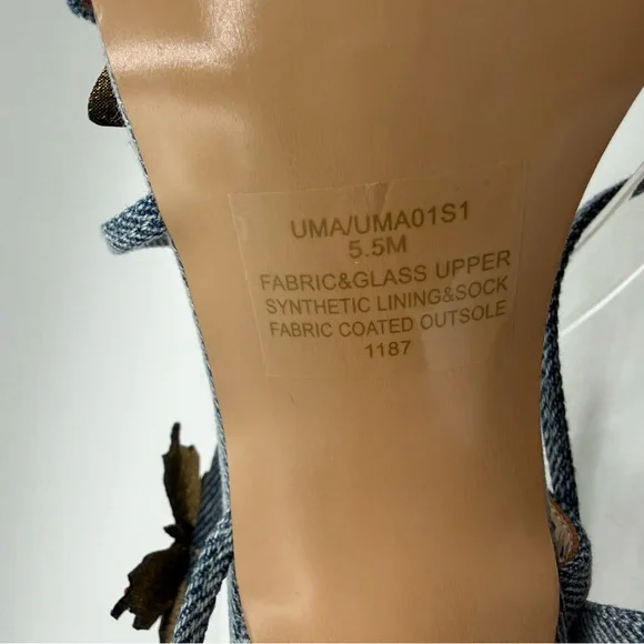 Steve Madden Uma/Uma Denim Butterfly Rhinestone Stiletto Heels Embellished Ankle - Picture 16 of 17